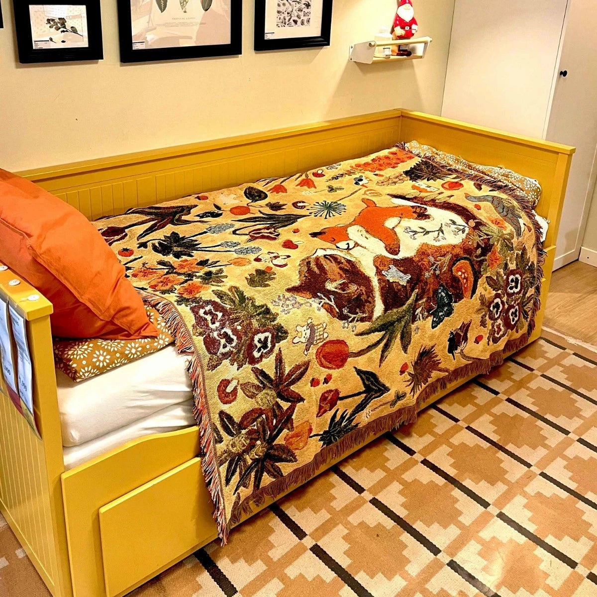 couverture coréenne brodée animaux dessin animé verte blanche grise ocre bleue polyester coton rectangle