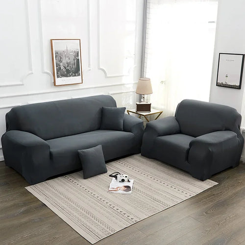 housse canapé extensible moderne gris foncé salon fauteuil angle canapé sectionnel