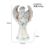 statue ange blanc plumes fleurs base décorative jardin classiqueextérieur résine