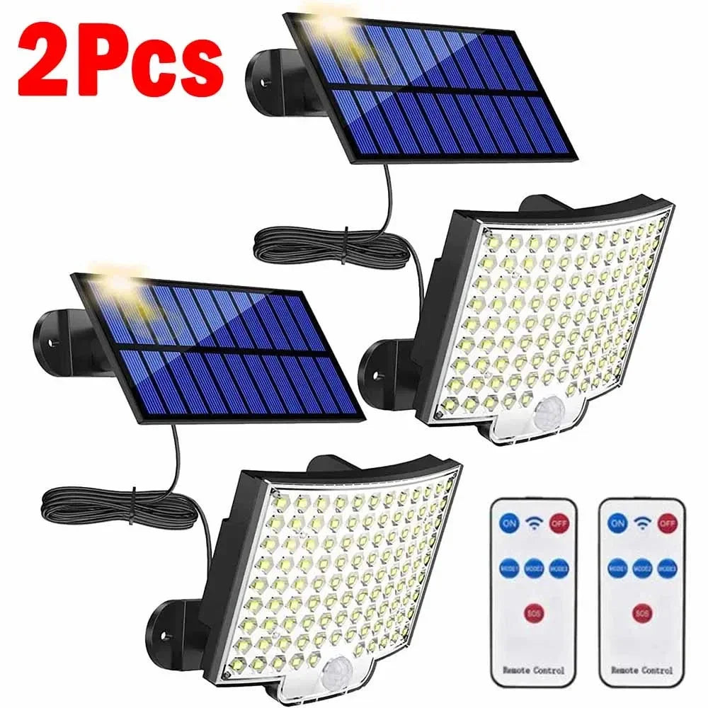 lampe solaire murale moderne capteur mouvement télécommande ip65 étanche led noir bleu blanc