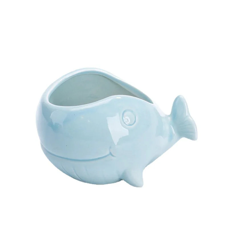 cache pots céramique bleu coquillages poissons étoiles mer décoration balcon jardin marin