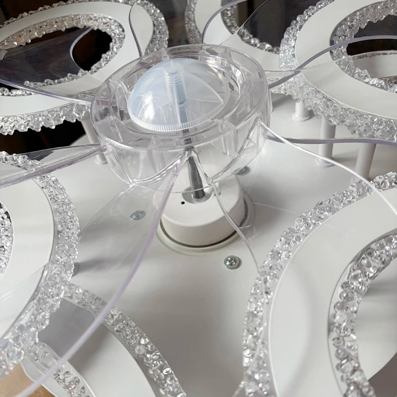 ventilateur led moderne blanc lumières télécommande strass circulaire 2000 82000 lumens