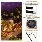 arrosoir lumineux solaire or noir artisanal rustique interrupteur panneau solaire crochets métalliquesextérieur led jardin