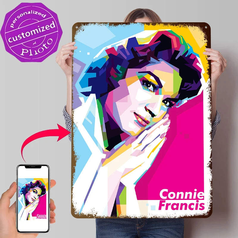 plaque métallique personnalisée pop art multicolore moderne pré perçus dimension 40x30cm