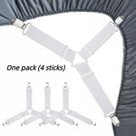 attaches élastiques clips métalliques noir blanc redutilitaires draps matelas fixations schémas explicatifs motifs carreaux
