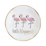 assiettes décoratives boho chic cactus main flamants roses motifs floraux vert blanc rose doré