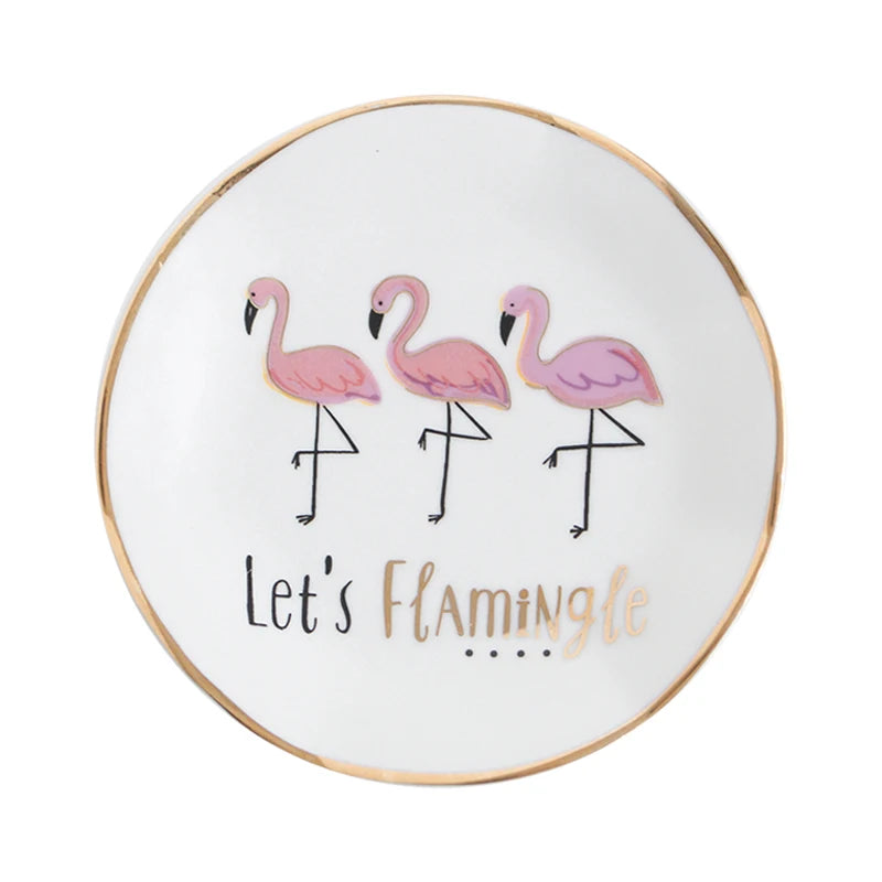 assiettes décoratives boho chic cactus main flamants roses motifs floraux vert blanc rose doré