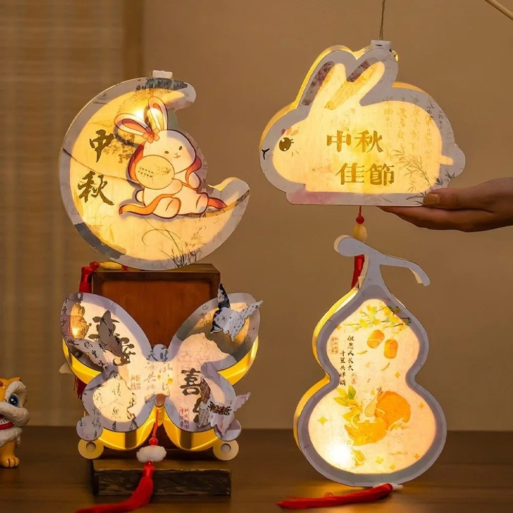 lampe décorative artisanale lapins dessins animés motifs floraux cordelette pompon opaques multicolores fête anniversaire