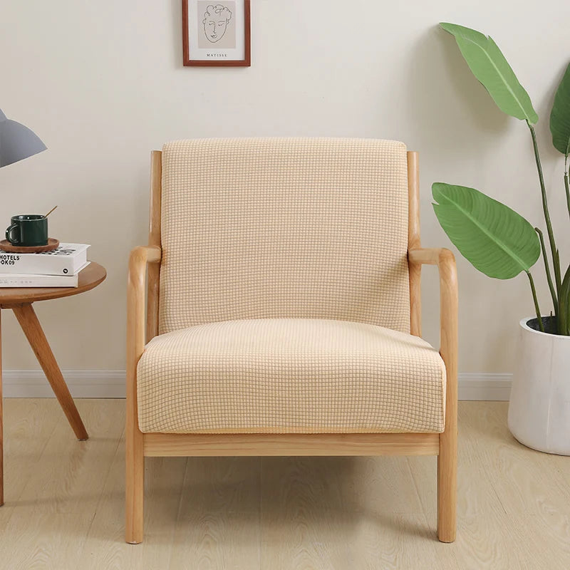housse fauteuil moderne tissu carreaux beige rouge gris extensible polyester lavable echangetable