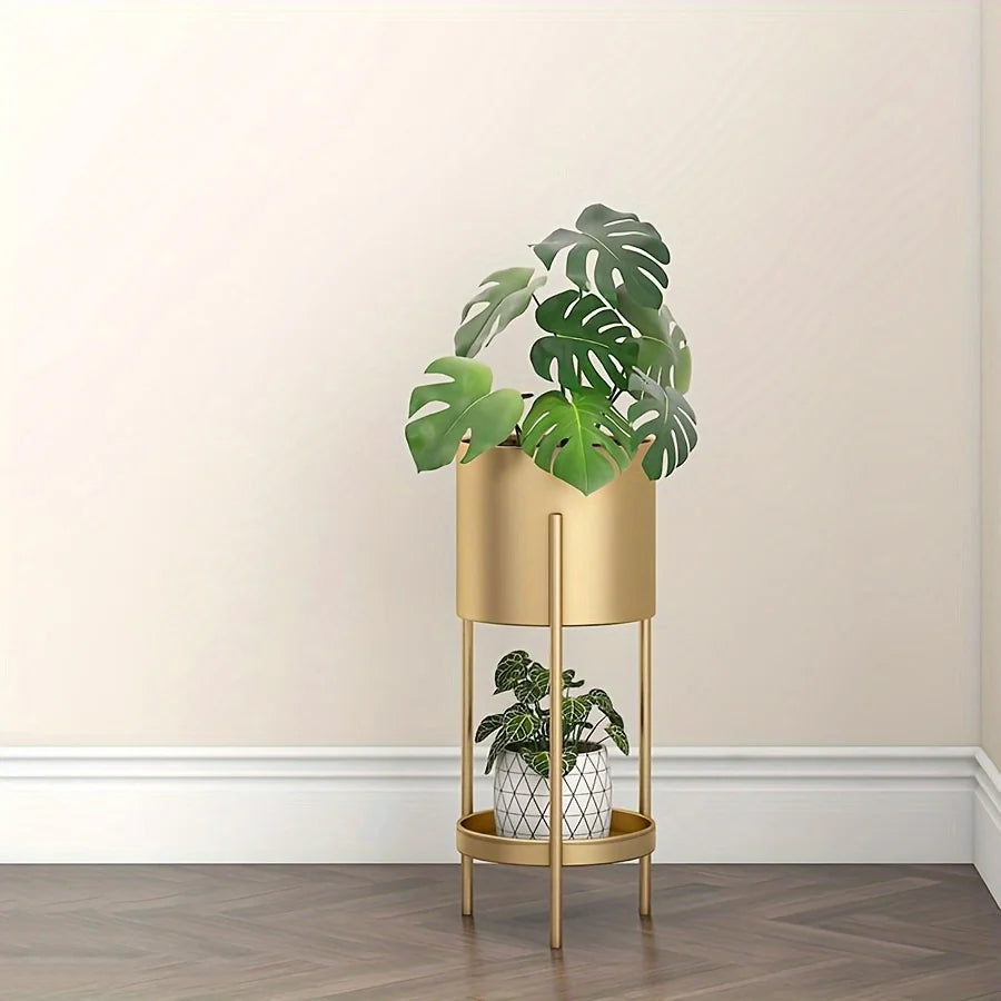 support plantes or moderne étagère métal assemblage plante monstera decoratifintérieur balcon minimalistephilms lisses verts