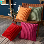 coussin décoratif moderne double face peluche rouge orange vert blanc rose