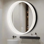Miroir rond bois massif avec étagère or