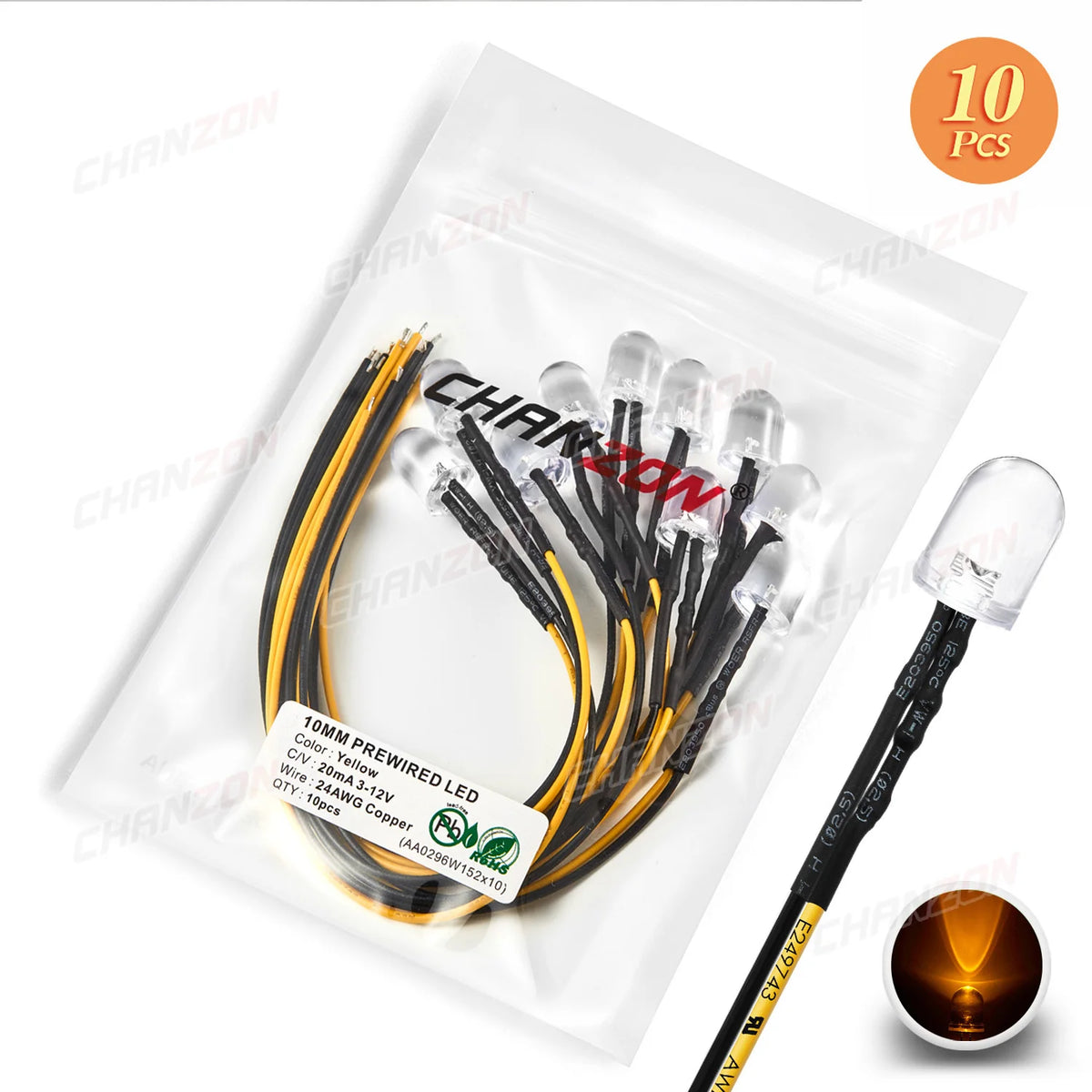 LED préamorties 10mm blanc rouge vert bleu jaune câble préinstallé résistance intégrée modernes