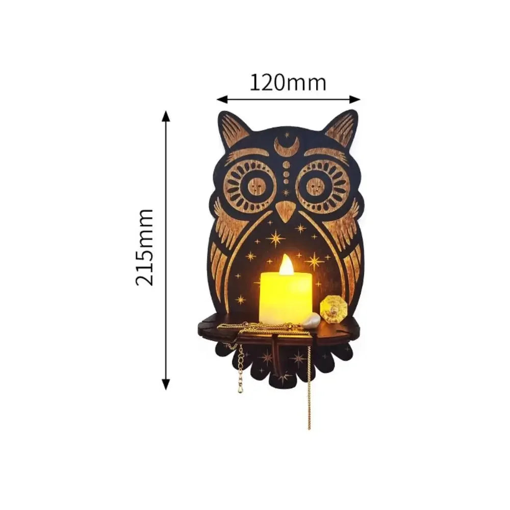 décoration murale bohème bougeoir suspendu étagère murale bois découpes ajourées motifs animaux gothique