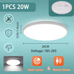Lampe moderne LED radar détecteur mouvement 220V blanc abs murale