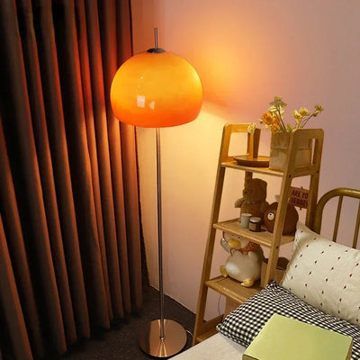 Lampe de sol vintage Bauhaus en verre dégradé orange forme champignon