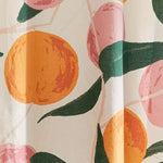 rideau douche moderne fruit pêches feuilles blanc orange rose vert anneaux opaques polyester