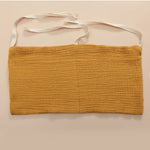 sac rangement lit bébé coton coeurs dorés gris simple double poche fixation ruban