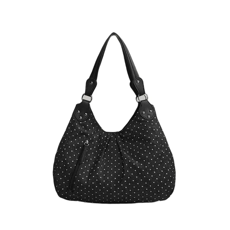 sac rangement réutilisable tissu pois noir blanc multifonctionnel décontracté féminin porte clés pendentif photo