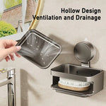 porte savon mural drainage moderne sans perçage ventouse savon blanc gris métallisé
