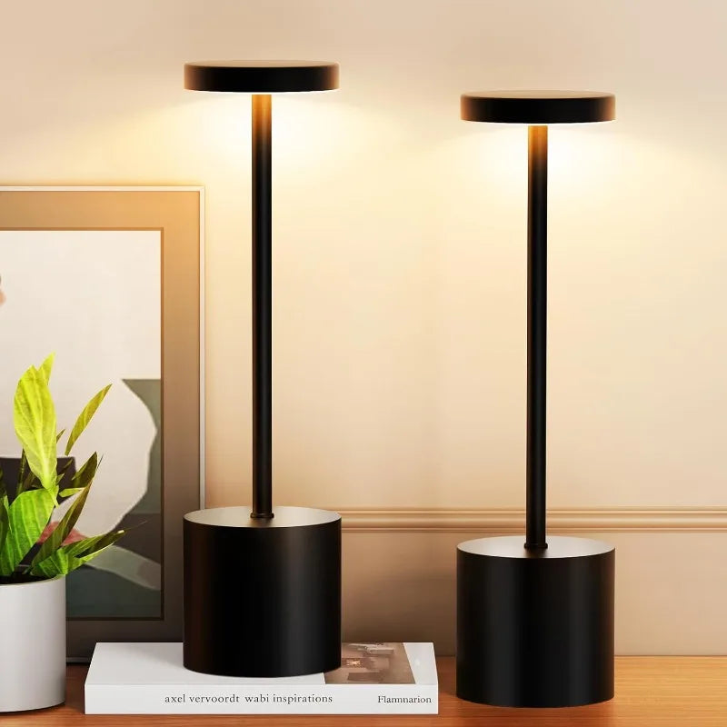 lampe table rechargeable veilleuse led noir moderne minimaliste chambre rectangle inoxydable toucher régulable couleurs
