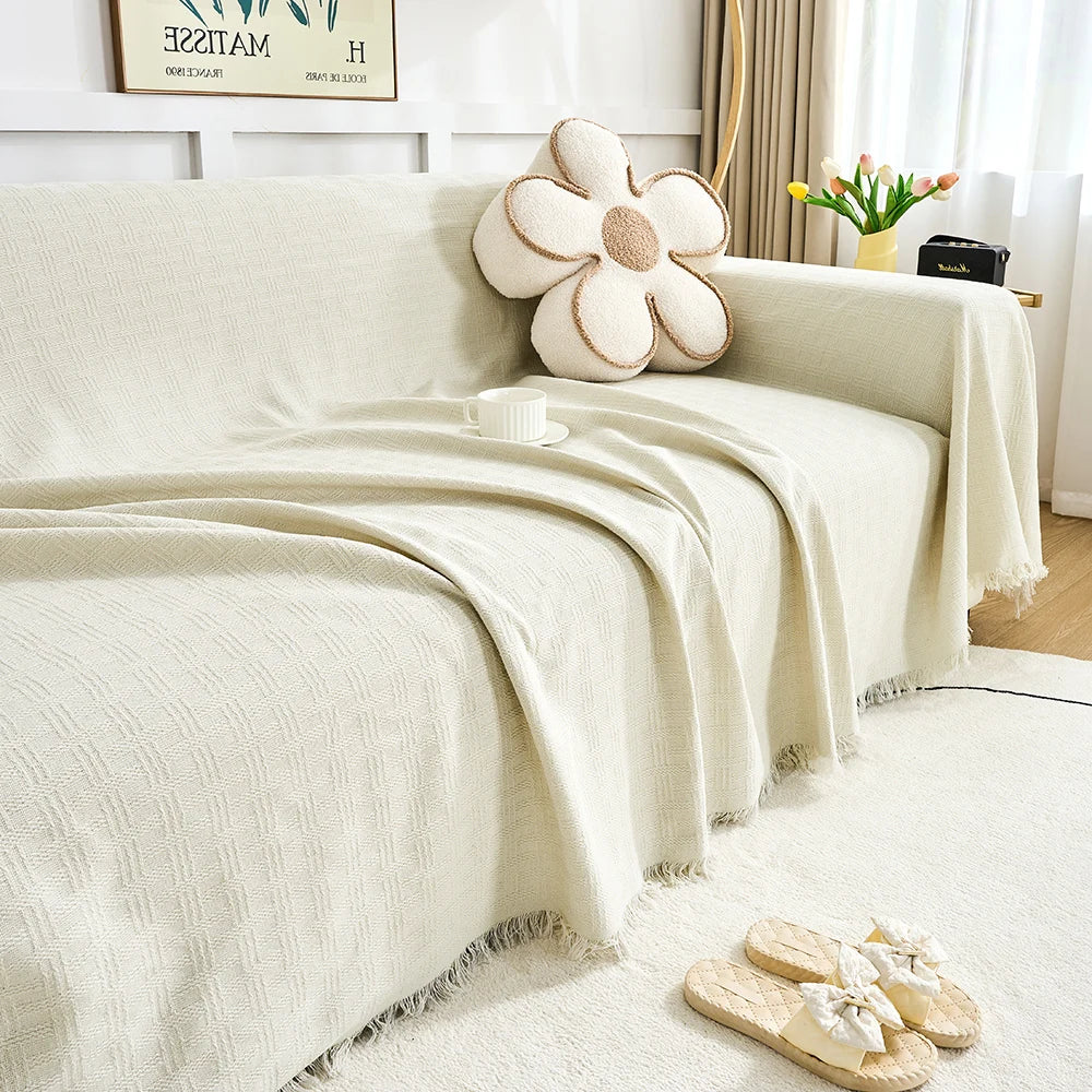 couverture géométrique moderne vert clair blanc polyester coton usage intérieur extérieur multisaison pique nique