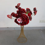 décoration maison arrangement floral artificiel rouge roses hydrangéas anthuriums anniversaire mariage