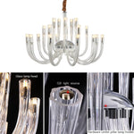 lustre transparent tubulaire contemporain verre strié g9 chambre salon élégant suspension adjustable