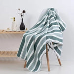 serviette bain rayées gris vert ultra douce absorption rapide dimension 140x70cm moderne
