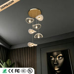suspension lumineuse moderne pierre verre blanc doré led 4000k 3000k 6000k