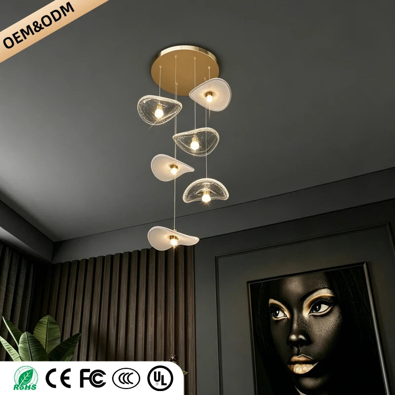 suspension lumineuse moderne pierre verre blanc doré led 4000k 3000k 6000k