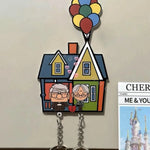 Porte-clés mural couple design puzzle UP film vu de face