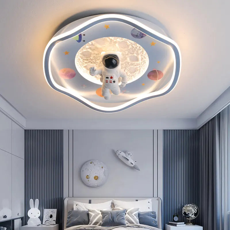 plafonnier moderne astronautes planètes étoiles lune chambre enfants blanc rose bleu orange Jaune