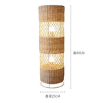 lampe sol rotin marron clair moderne rustique base métal tressée main