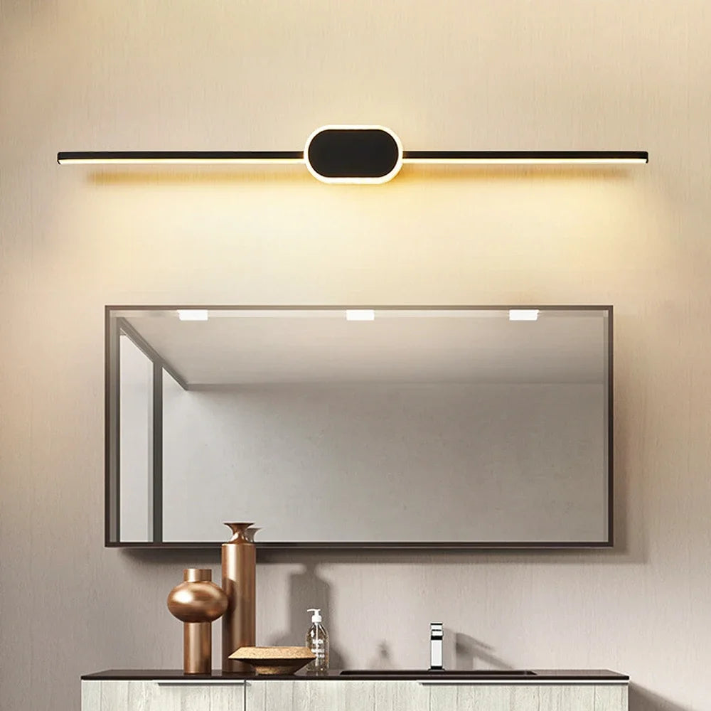 lampe miroir moderne noir blanc led tricolore mur applique aluminium