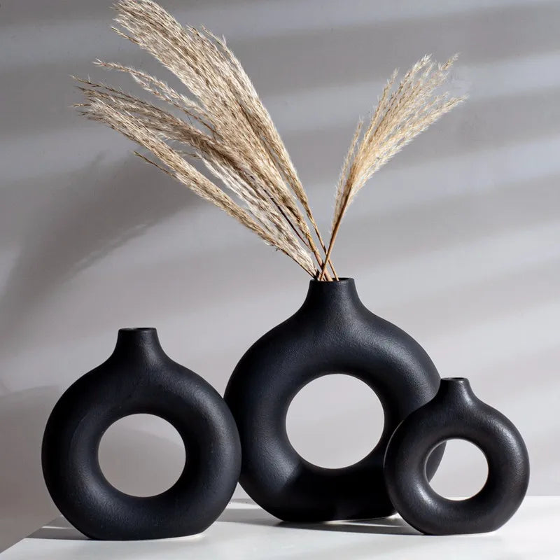 vase céramique blanc noir texture grained moderne minimalisteintérieur décoration table maison salon
