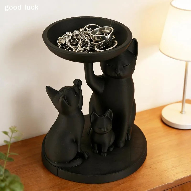 support bijoux chat noir sculpté moderne minimaliste plateau rangement original decoration intérieure