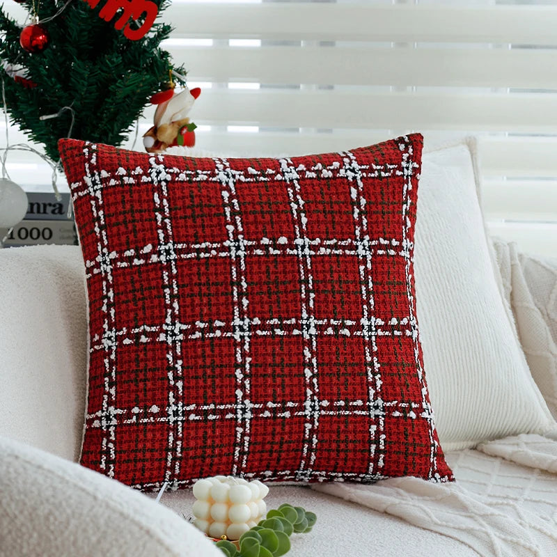 coussin carré rouge motif géométrique moderne 45x45cm décoration intérieure sofa voitureversible machine wash hand