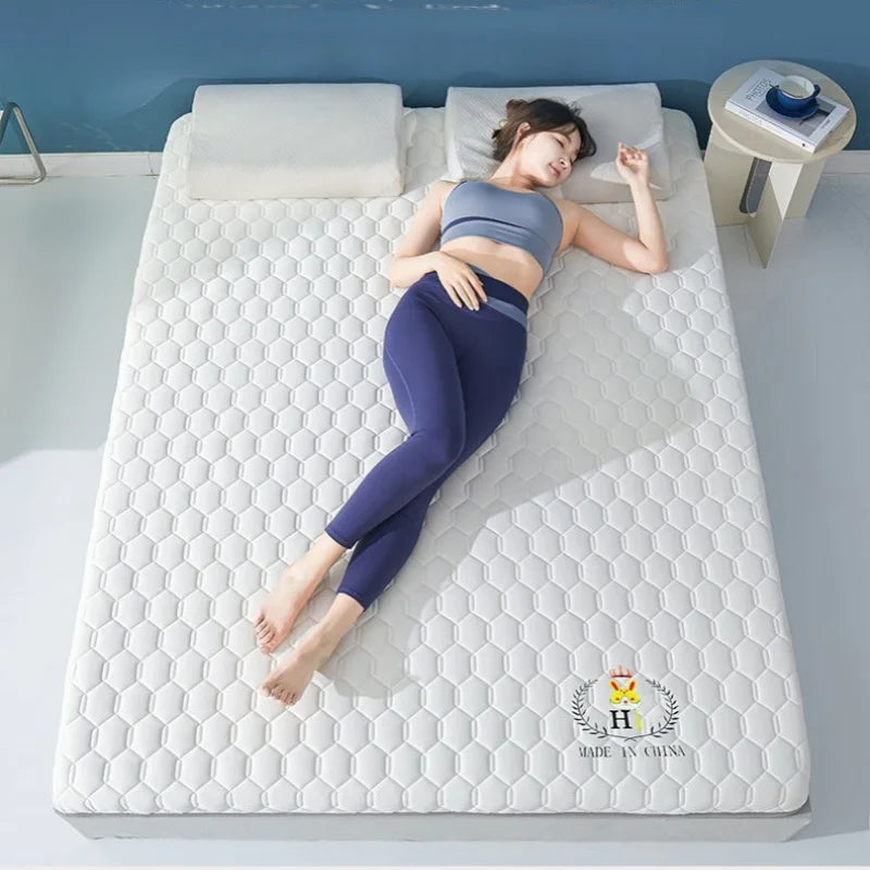 matelas latex blanc gris moderne texture hexagonale respirant doux silencieux