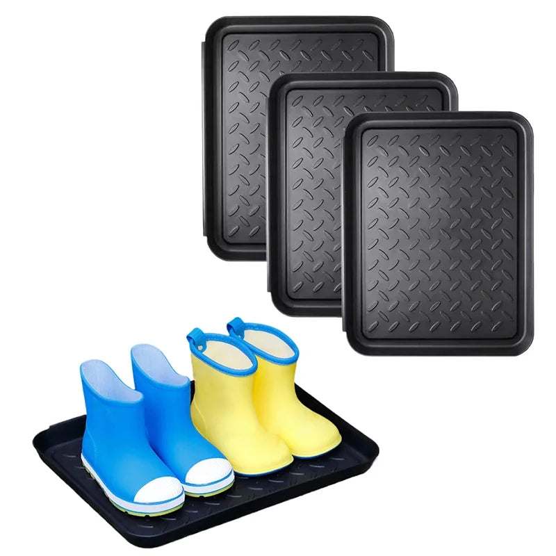 plateau chaussures noir texture diamantée moderne waterproof facile nettoyer empilable entrée animaux