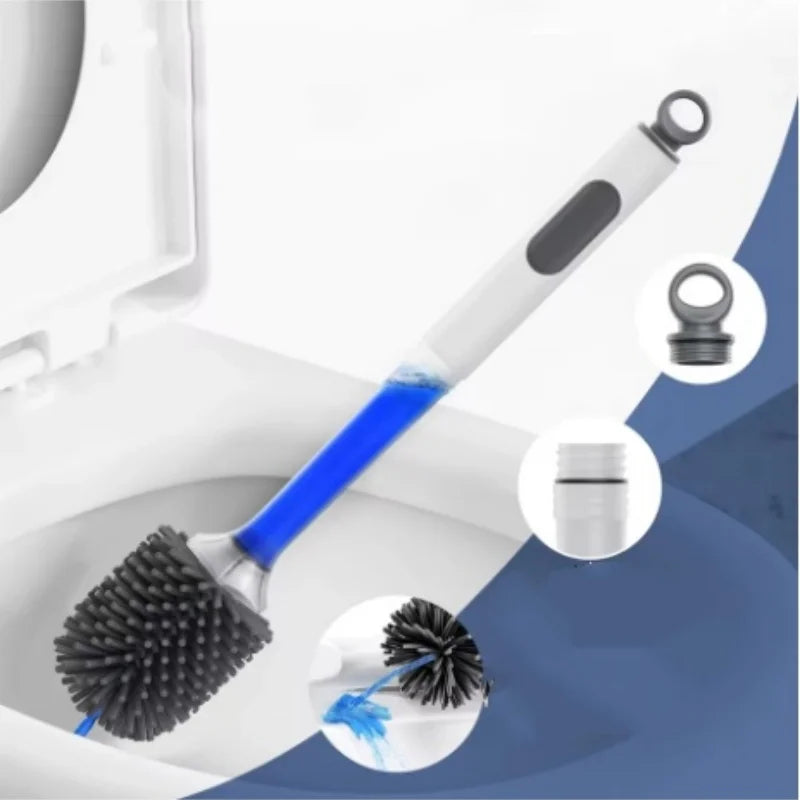 brosse wc moderne poils noirs support mural blanc bleu noir adhésif poignée détachable bouchon
