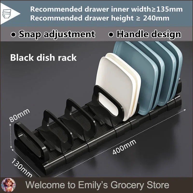 rack vaisselle noir moderne clips taille réglable pp cuisine étagère bols assiettes