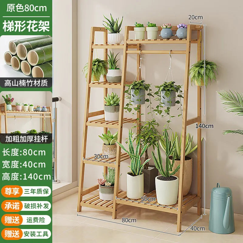 étagère plantes bois naturel moderne vis fixations pots différents 80cm largeur