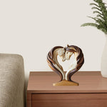 ornement décoration table chevaux forme cœur sculpture métal beige marron artistique moderne