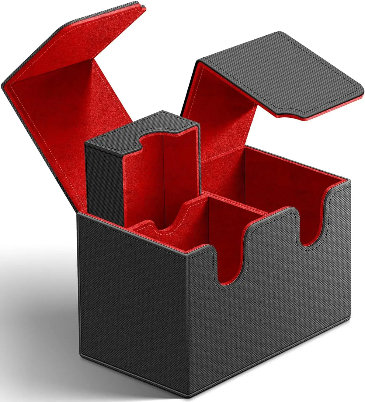 boîte rangement cartes jeu noir rouge texture tissée moderne zippée TOPSON
