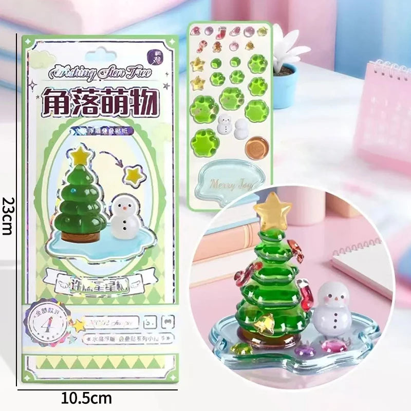 miniatures décoratives animaux géométriques adhésives bleu vert rose blanc mignon cartoon