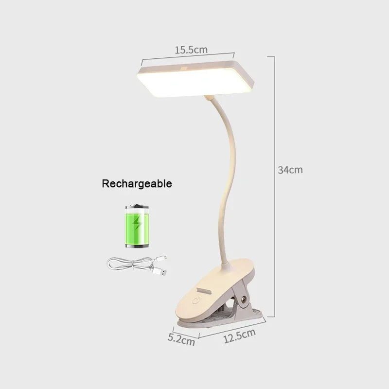 lampe rechargeable led blanc moderne pinces clipser port usb interrupteur base stable