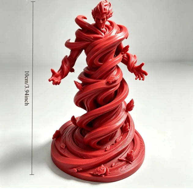 statue spirale vent fantôme noir blanc argenté artisanal main sculpté détails floraux base fantaisie