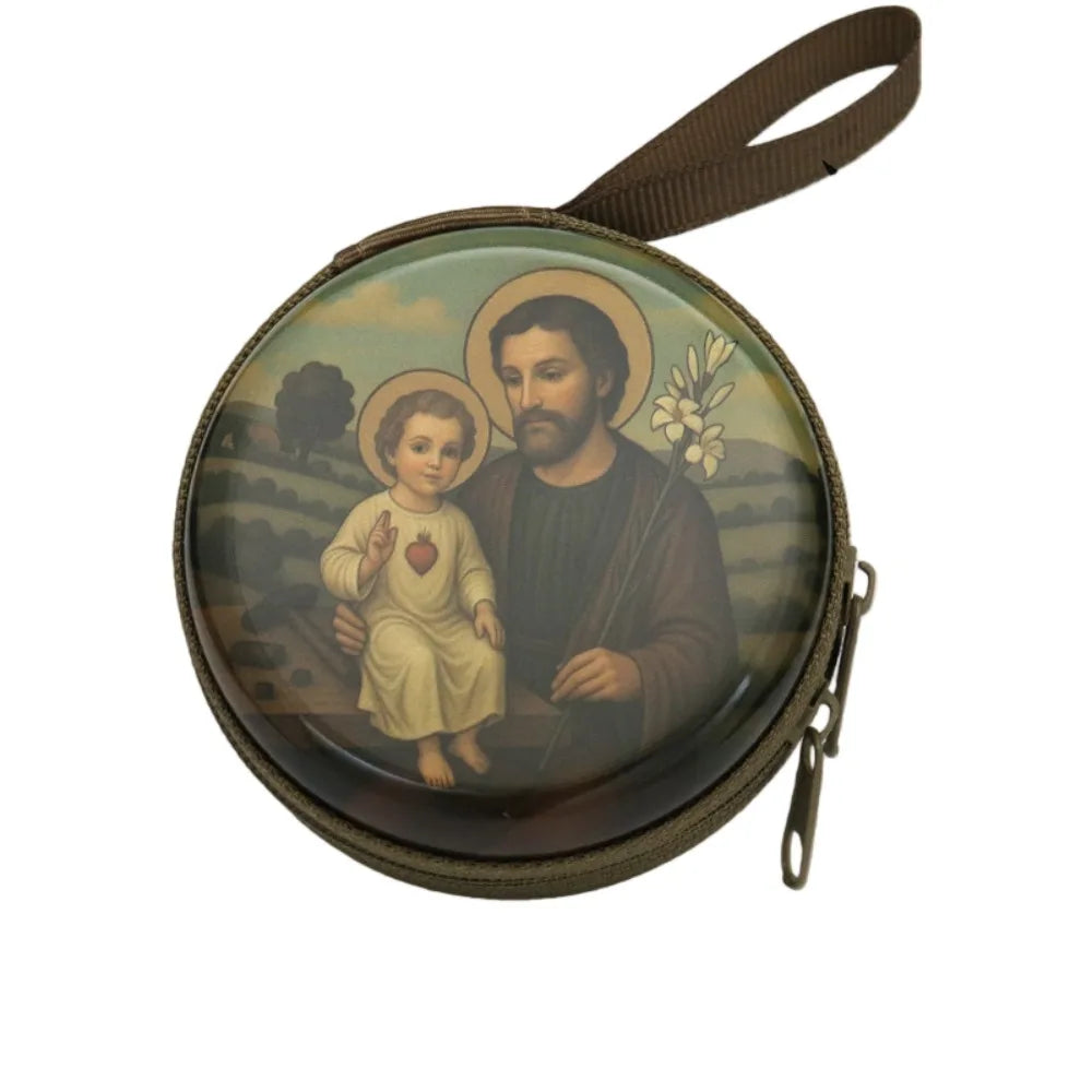 boîte rangement métal zipper illustrations religieuses saints coeurs sacrés multi usages opaques