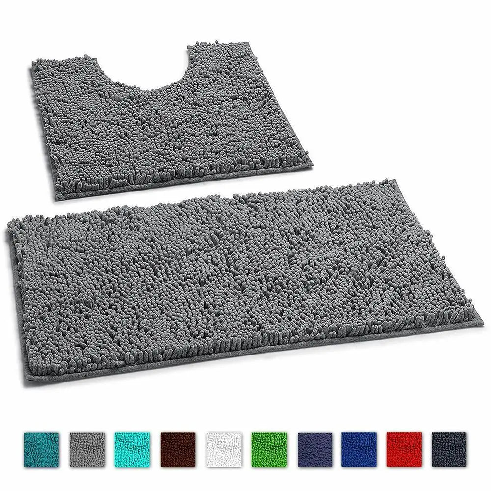 tapis bain moderne gris clair rouge bleu royal anti glisse salon salle bain chenille
